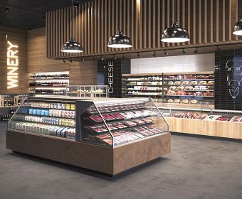 Costan commercial display refrigerators for seasonal deli products, which are zero-kilometre and sustainable 